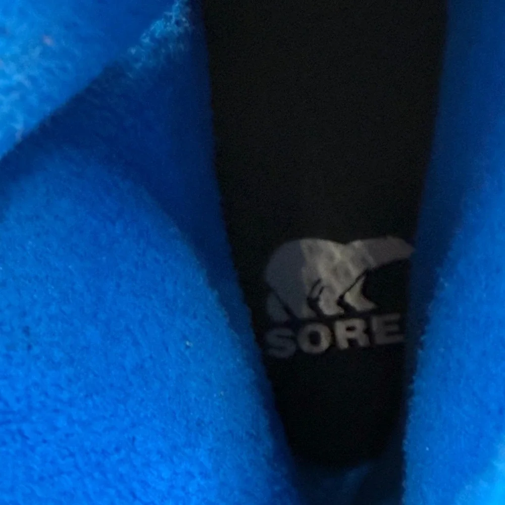 Sorel Whitney‎ II Youth Waterproof Winter Snow Boots Size 5 Black Blue Insulated